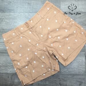 Loft 6" Linen Mid Rise Polka Dot Shorts Size 0